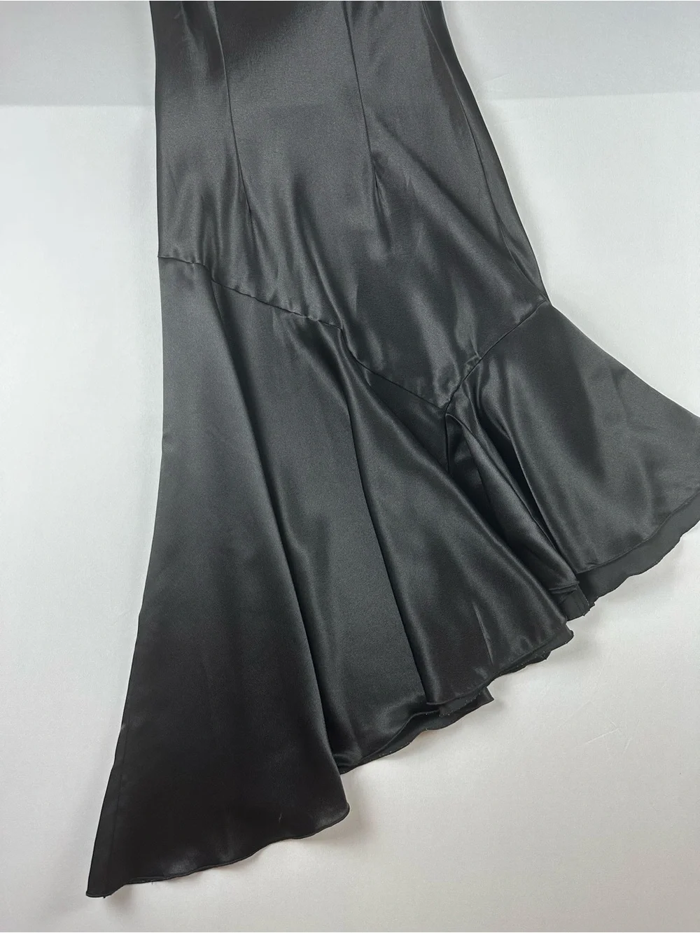 Black Satin Cowl Neck Midi Dress Size 2 Elegant Evening - Picture 7 of 15